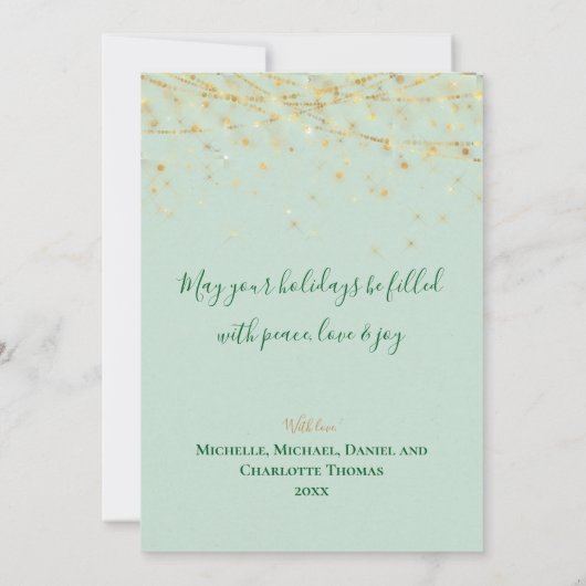 Elegant Green Gold Ornaments Merry-kerstkaart (Achterkant)