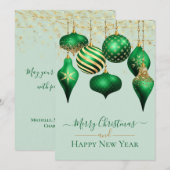 Elegant Green Gold Ornaments Merry-kerstkaart (Voorkant / Achterkant)