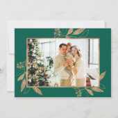 Elegant Green Gold Photo Collage-kerstkaart (Achterkant)