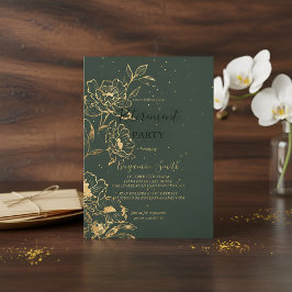 Elegant Green Gold Retirement Party Invitation Flo Kaart