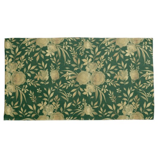 Elegant Green Gold Rozen Floral Design Kussensloop (Voorkant-Rechts)