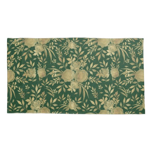Elegant Green Gold Rozen Floral Design Kussensloop (Achterkant-Links)