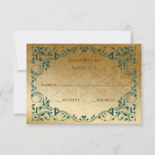 Elegant Green Gold RSVP-kaart RSVP Kaartje
