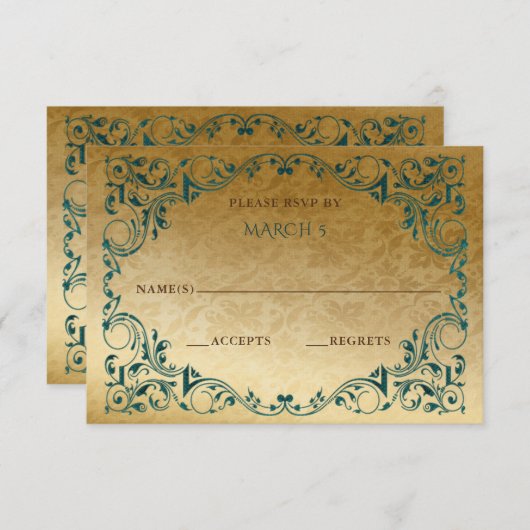 Elegant  Green Gold RSVP-kaart RSVP Kaartje (Voorkant / Achterkant)