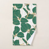 Elegant Green Gold Rubber Plant Foliage Design Bad Handdoek (Handdoek)