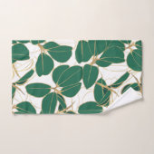 Elegant Green Gold Rubber Plant Foliage Design Bad Handdoek (Handdoek)