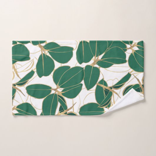 Elegant Green Gold Rubber Plant Foliage Design Bad Handdoek (Handdoek)