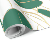 Elegant Green Gold Rubber Plant Foliage Design Cadeaupapier (Rol Hoek)