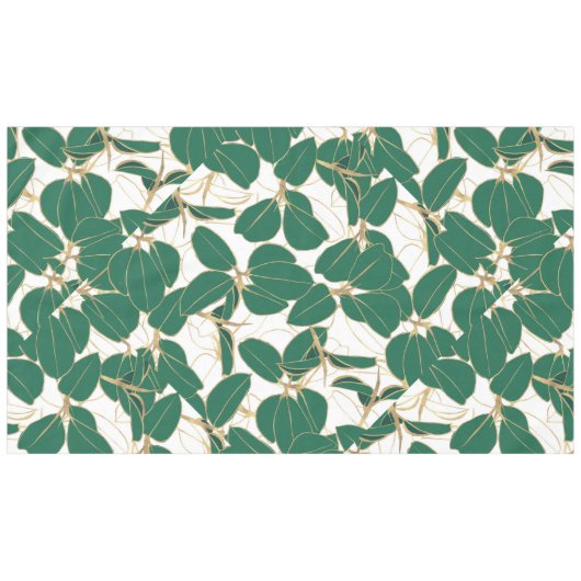 Elegant Green Gold Rubber Plant Foliage Design Tafelkleed (Voorkant (Horizontaal))