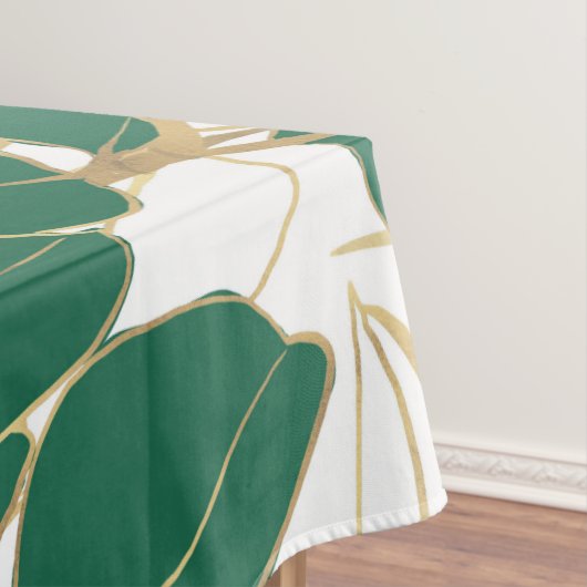 Elegant Green Gold Rubber Plant Foliage Design Tafelkleed (Voorbeeld)