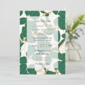 Elegant Green Gold Rubber Plant Foliage Kaart (Staand voorkant)