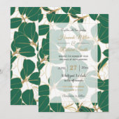 Elegant Green Gold Rubber Plant Foliage Kaart (Voorkant / Achterkant)