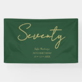 Elegant Green & Gold Seventy Birthday Party Banner (Horizontaal)