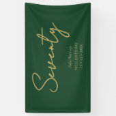 Elegant Green & Gold Seventy Birthday Party Banner (Verticaal)