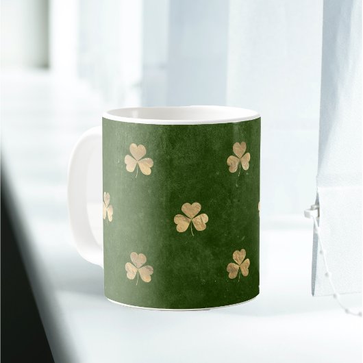Elegant Green Gold Shamrock Koffiemok