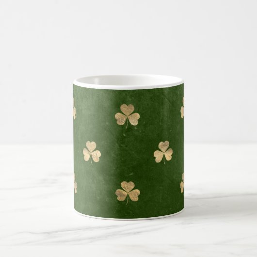 Elegant Green Gold Shamrock Koffiemok (Center)