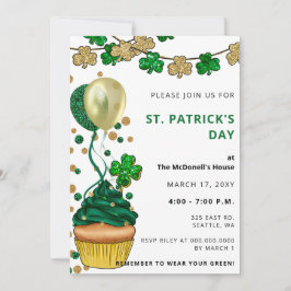 Elegant Green Gold Shamrock St Patricks Day Kaart