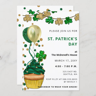 Elegant Green Gold Shamrock St Patricks Day Kaart