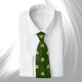 Elegant Green Gold Shamrock Stropdas