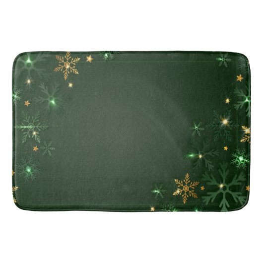 Elegant Green Gold Snowflakes Holiday Badmat (Voorkant)