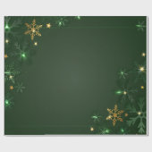 Elegant Green Gold Snowflakes Holiday Cadeaupapier (Vlak)