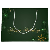 Elegant Green Gold Snowflakes Holiday Groot Cadeauzakje (Voorkant)