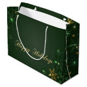 Elegant Green Gold Snowflakes Holiday Groot Cadeauzakje (Achterkant Gekanteld)