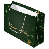 Elegant Green Gold Snowflakes Holiday Groot Cadeauzakje (Voorkant Gekanteld)