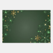 Elegant Green Gold Snowflakes Holiday Inpakpapier Vel (Voorkant 3)