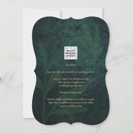Elegant Green Gold Spaanse BODA QR-code RSVP Kaart (Achterkant)