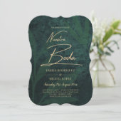 Elegant Green Gold Spaanse BODA QR-code RSVP Kaart (Staand voorkant)