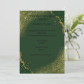 Elegant Green Gold Spark Wedding Invitation Kaart (Staand voorkant)