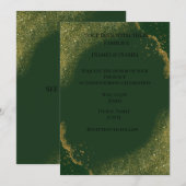 Elegant Green Gold Spark Wedding Invitation Kaart (Voorkant / Achterkant)
