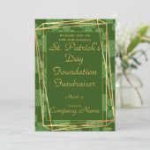 Elegant Green & Gold St. Patrick Party Invitation Kaart (Staand voorkant)