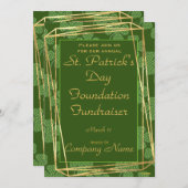 Elegant Green & Gold St. Patrick Party Invitation Kaart (Voorkant / Achterkant)