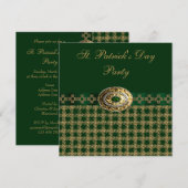 Elegant Green & Gold St. Patrick's Day Party Kaart (Voorkant / Achterkant)