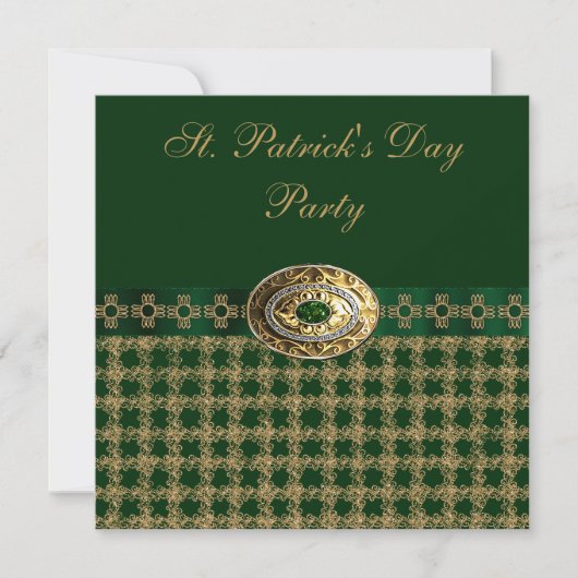 Elegant Green & Gold St. Patrick's Day Party Kaart (Voorkant)