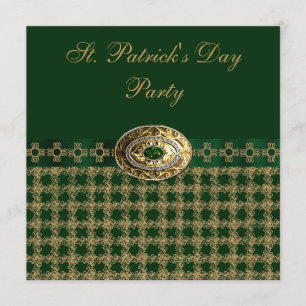 Elegant Green & Gold St. Patrick's Day Party Kaart