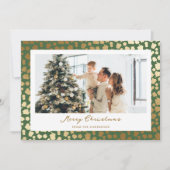 Elegant Green Gold Stars Foto voor kerst Feestdagenkaart (Voorkant)