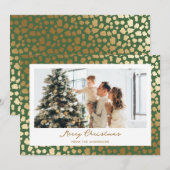 Elegant Green Gold Stars Foto voor kerst Feestdagenkaart (Voorkant / Achterkant)