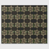Elegant Green Gold Stars Pattern Kerstmis Cadeaupapier (Vlak)