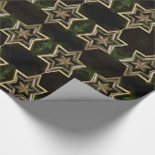 Elegant Green Gold Stars Pattern Kerstmis Cadeaupapier (Hoek)