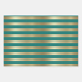 Elegant Green Gold Stripes Metallic Gift Inpakpapier Vel (Voorkant 2)