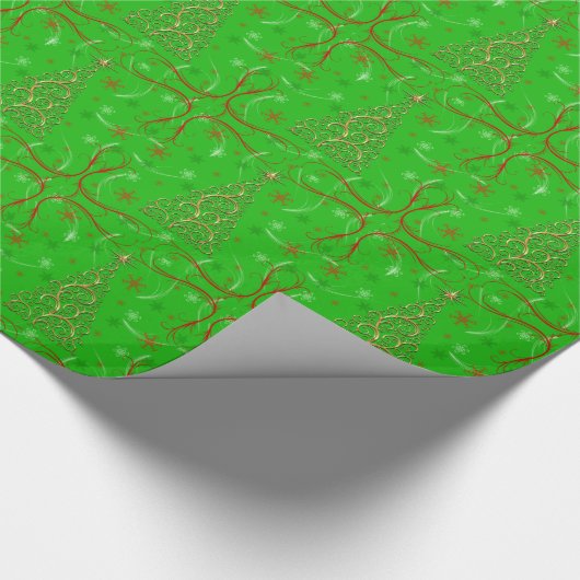 Elegant Green Gold Swirls Cadeaupapier (Hoek)