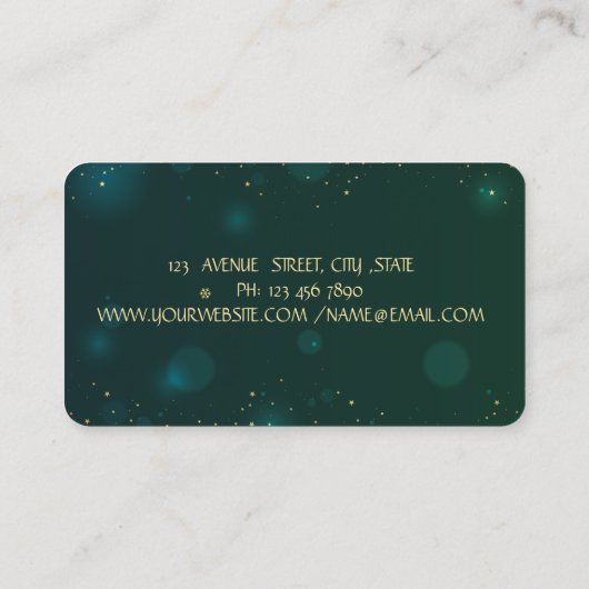 Elegant Green Gold Tree Yoga Instructor Visitekaartje (Achterkant)