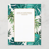 Elegant Green Gold Tropical Island Wedding Invites (Achterkant)