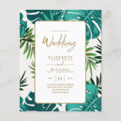 Elegant Green Gold Tropical Island Wedding Invites (Voorkant)