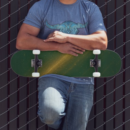 Elegant Green & Gold Unisex Skateboard (Buiten 3)