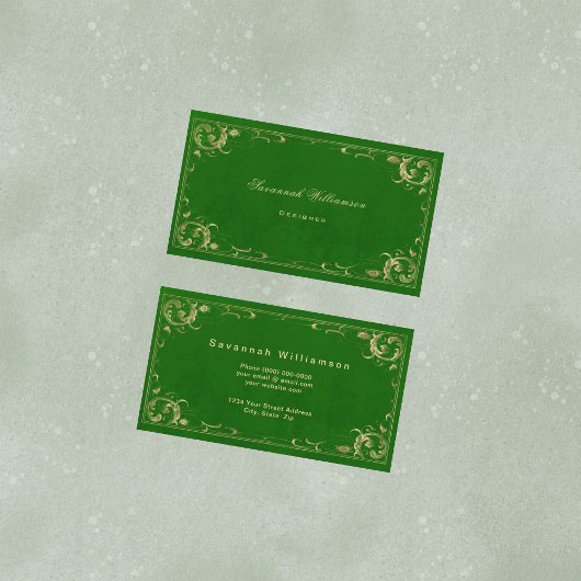 Elegant Green Gold  Visitekaartje