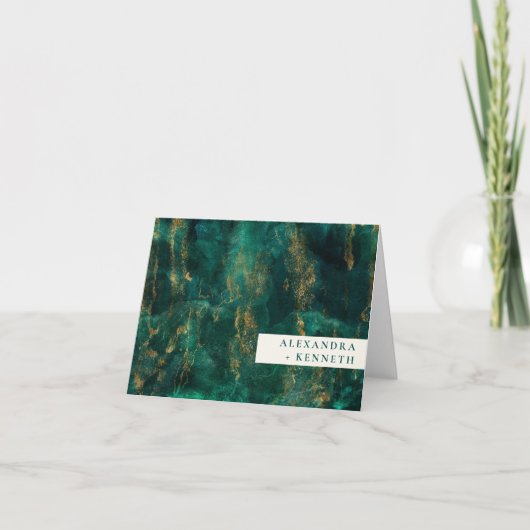 Elegant Green Gold Waterverf Persoonlijke naam Bedankkaart (Voorkant)